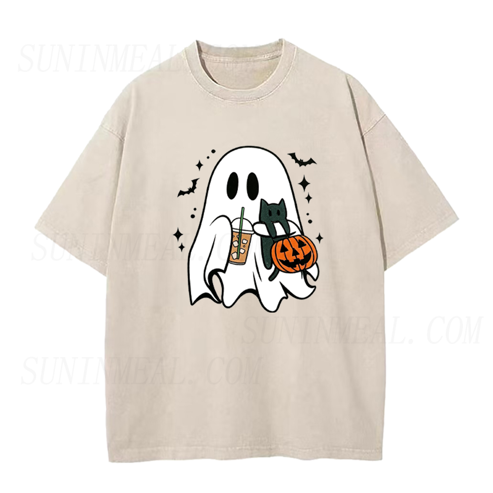 Cute Ghost Halloween Coffee Lover Unisex Tee