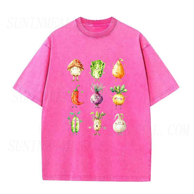 Cute Watercolor Veggie Characters Unisex Tee