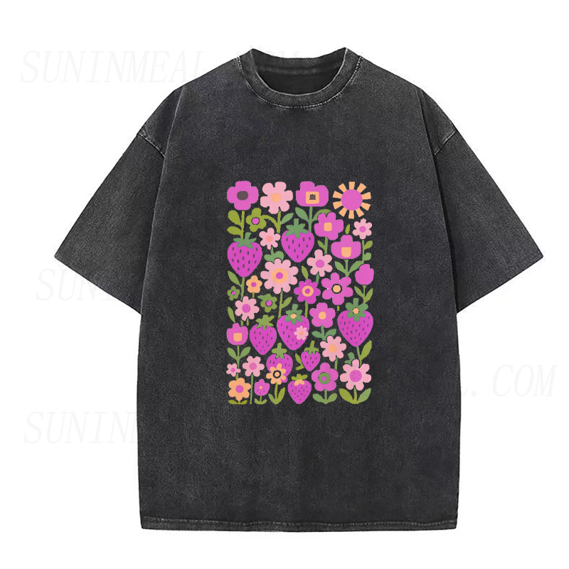 Strawberry Floral Unisex Tee