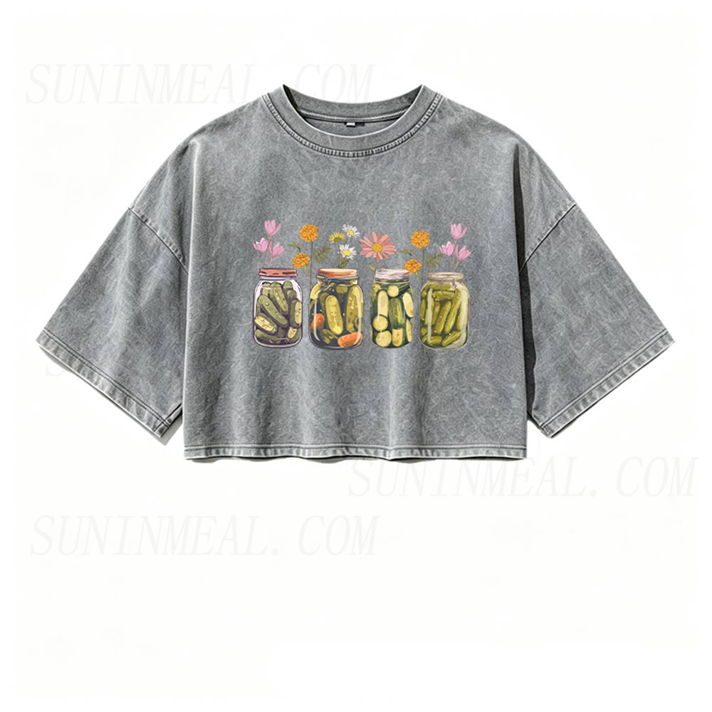Vintage Canned Pickles Oversized Crop Tee