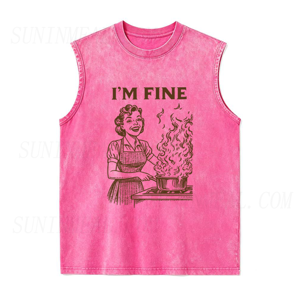 I'M FINE Cooking Unisex Tank Top