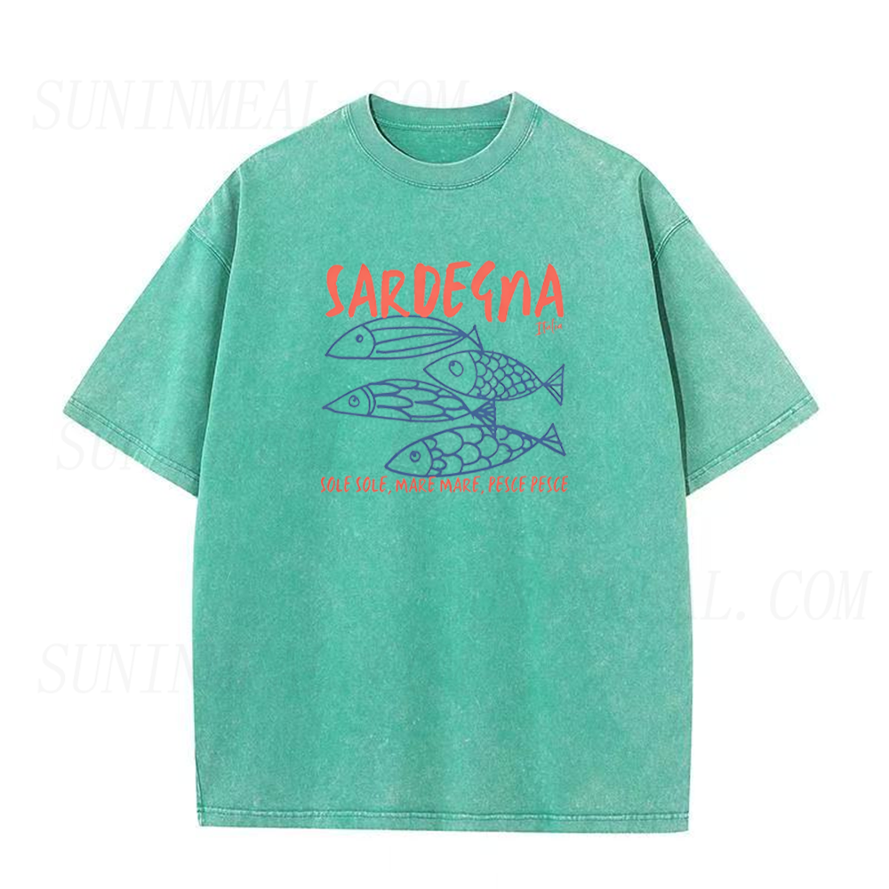 Sardegna Italy Retro Sardine Fish Unisex Tee