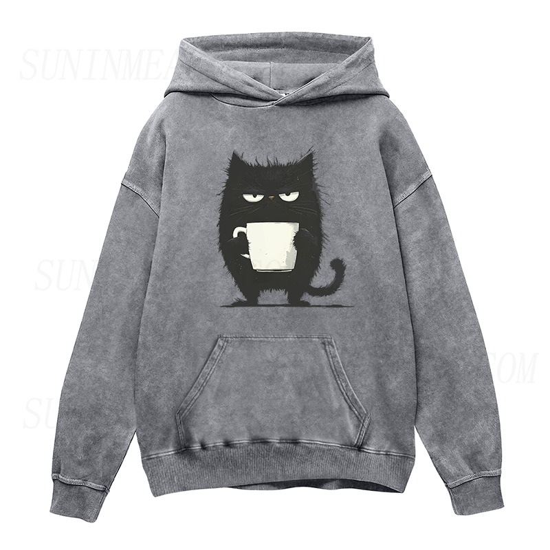 Funny Black Cat Coffee Unisex Hoodie