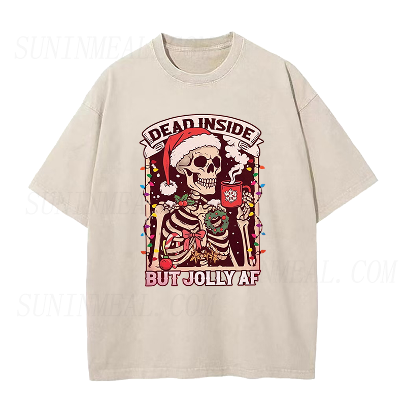 Dead Inside Skeleton Coffee Christmas Unisex Tee