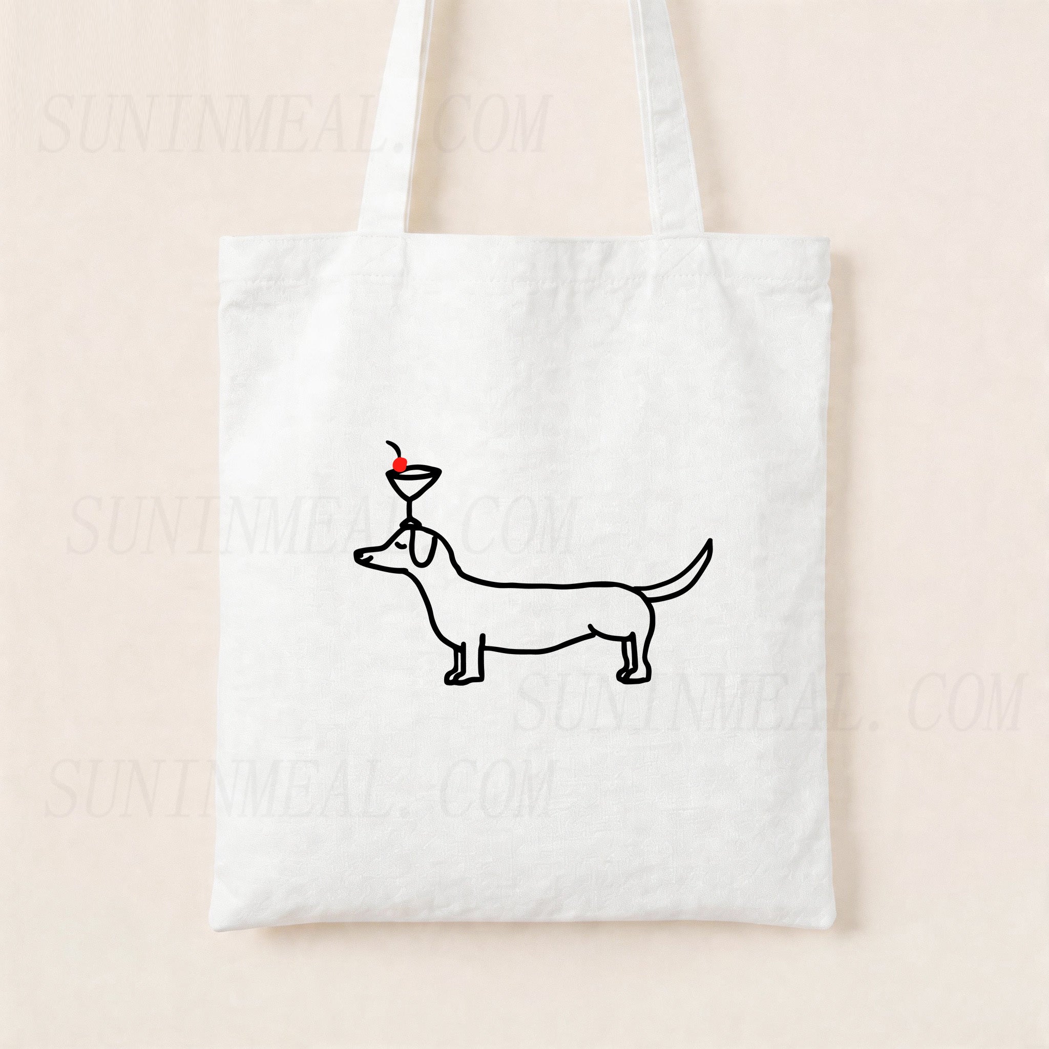 Dog Cocktail Canvas Tote Bag