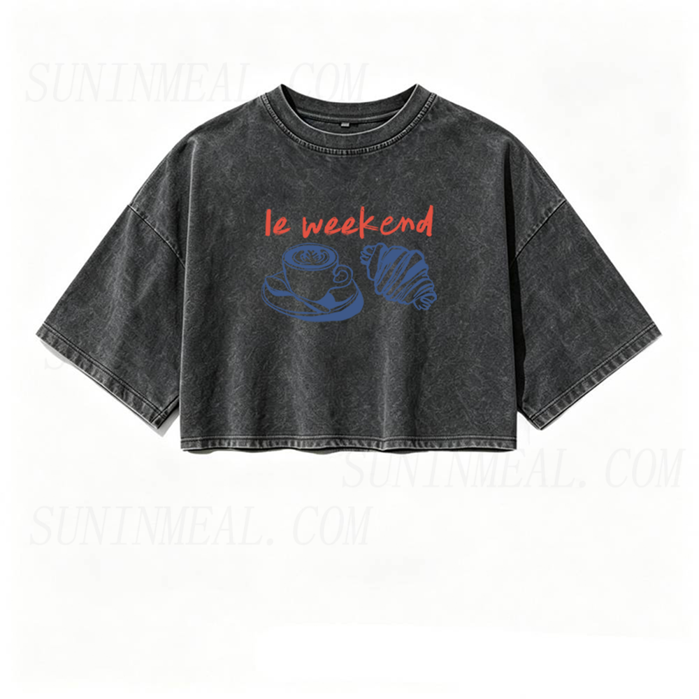 Le Weekend Coffee Oversized Crop Tee