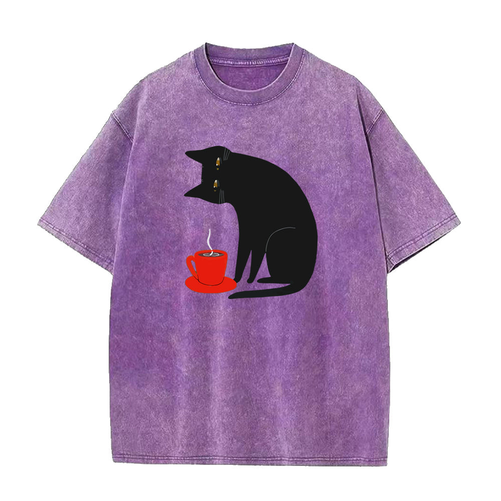 Black Cat Red Cup Unisex Tee