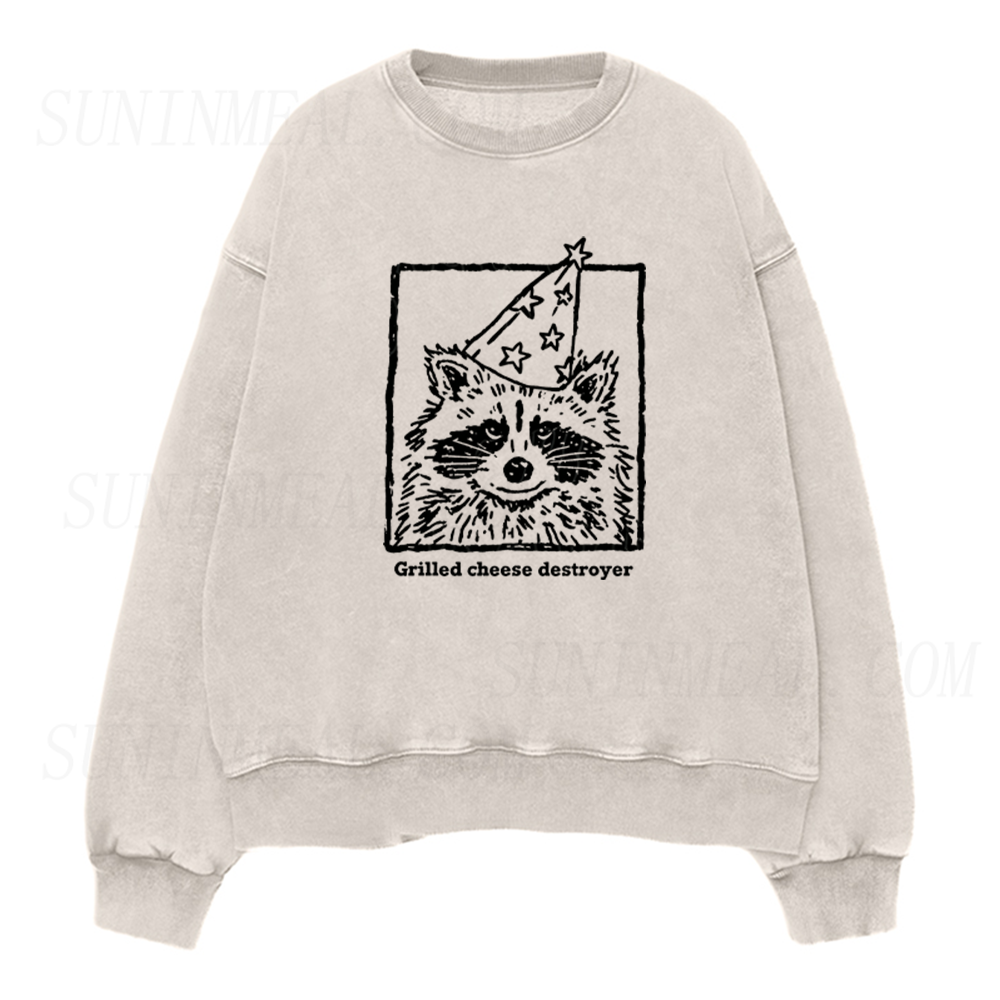 Grilled Cheese Destroyer Funny Raccoon Unisex Crewneck Sweatshirt