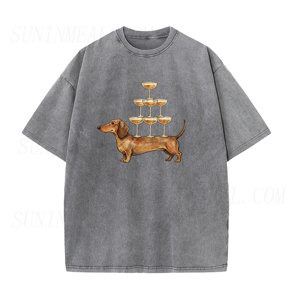 Dachshund & Champagne Tower Unisex Tee