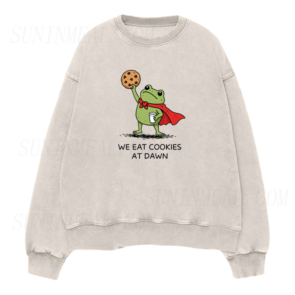 We Eat Cookies At Dawn Funny Frog Unisex Crewneck Sweatshirt