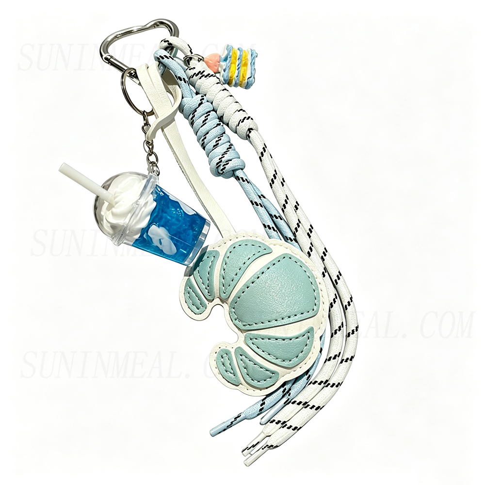 Croissant & Coffee Cup Bag Charm Keychain