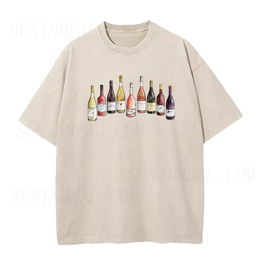 Watercolor Wine Bottles Graphic Unisex Tee