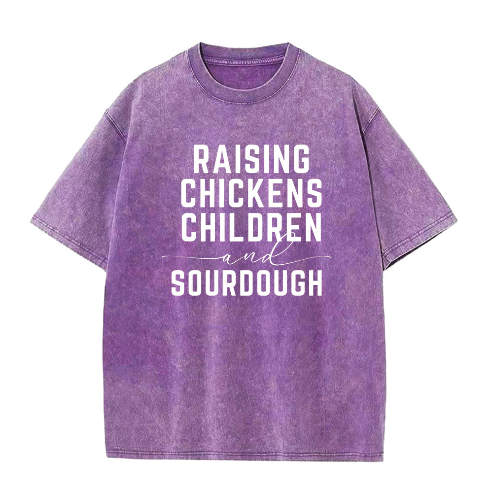 raising chickens children Sourdough Unisex Tee