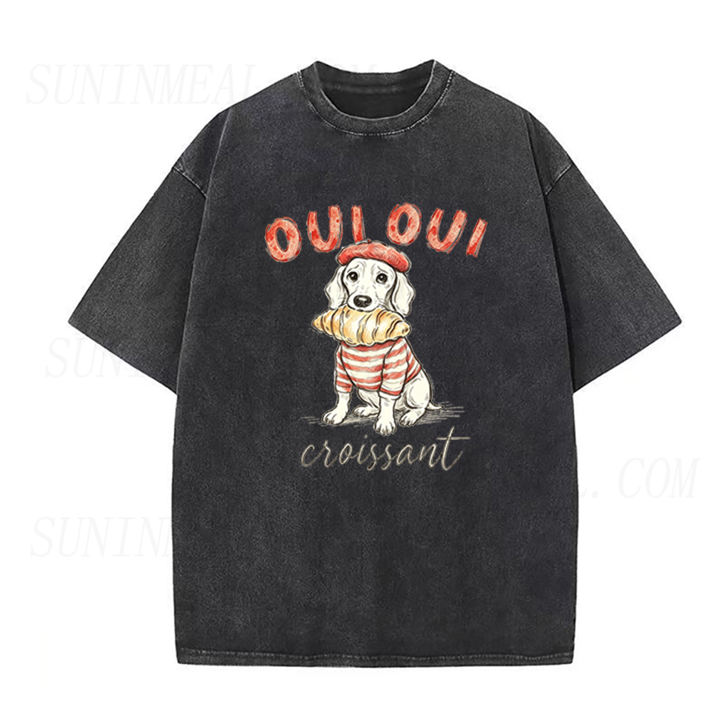 Oui Oui Dog & Croissant Unisex Tee
