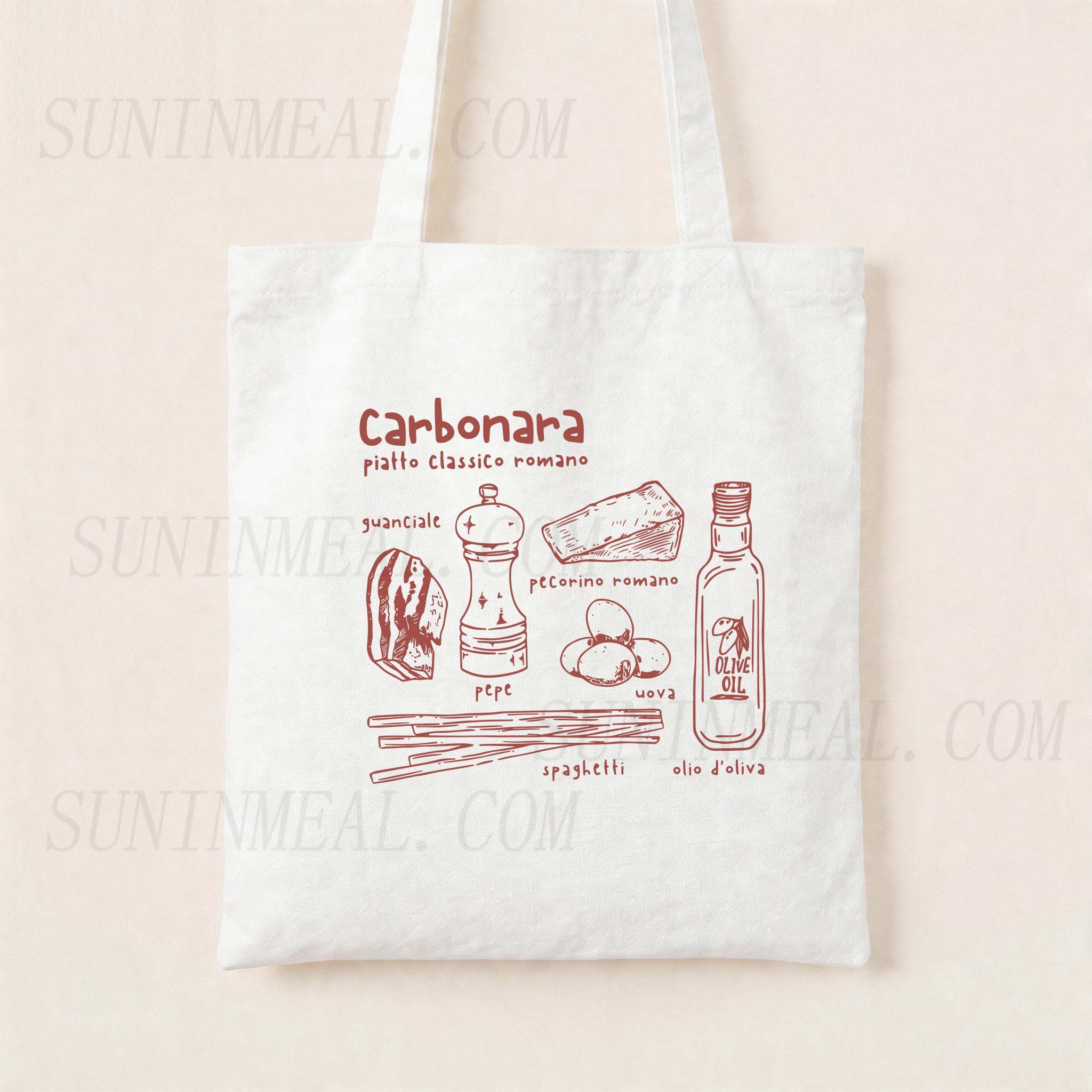 Carbonara Roma Pasta Canvas Tote Bag