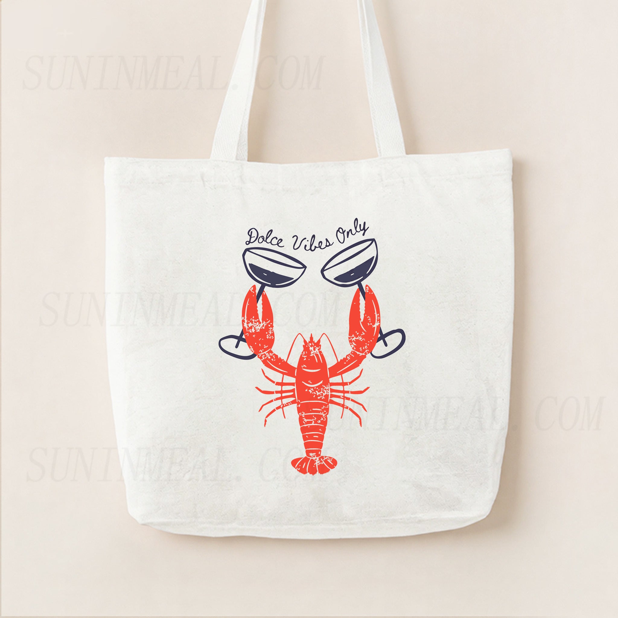 Dolce Vibes Only Lobster Cocktail Canvas Tote Bag