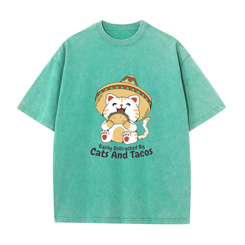 Easily Distracted By Cats And Tacos Unisex Tee