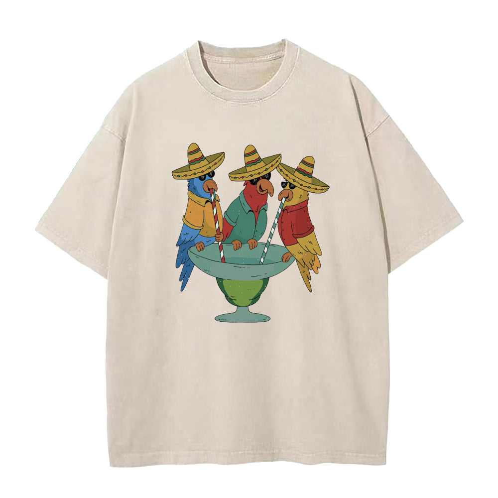 Parrots Drinking Margarita Unisex Tee