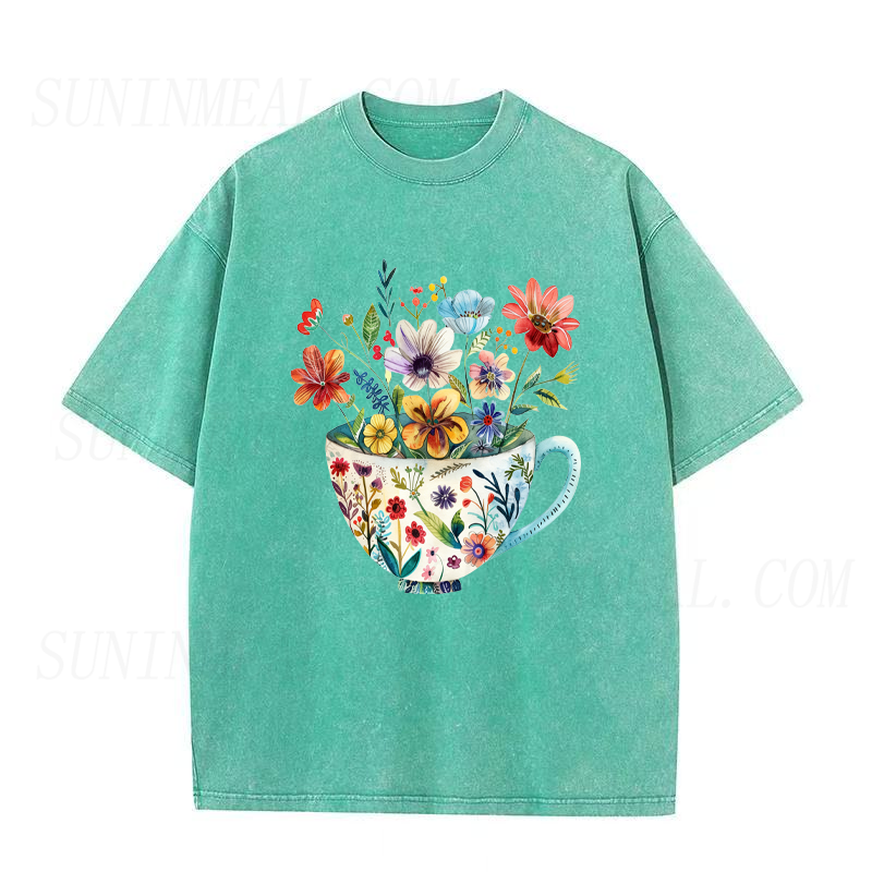 Floral Tea Cup Unisex Tee