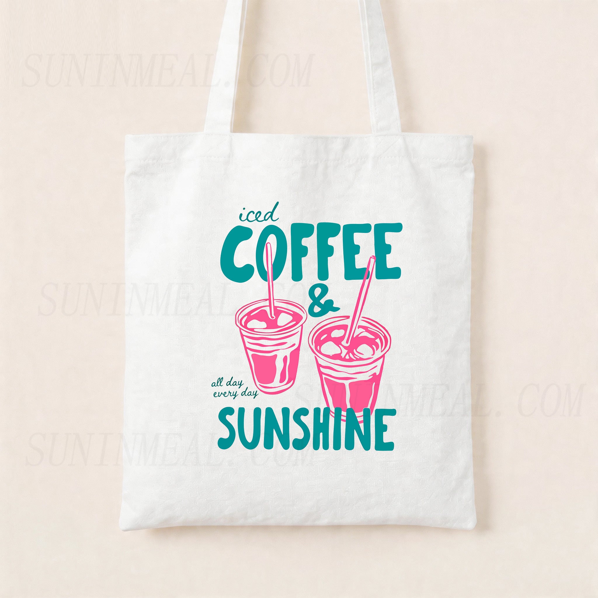 Iced Coffee and Sunshine Canvas Tote Bag