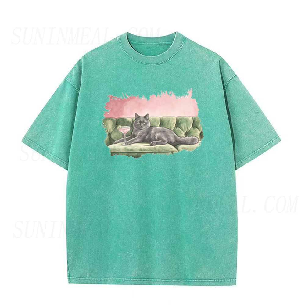 Retro Black Cat Martini Unisex Tee