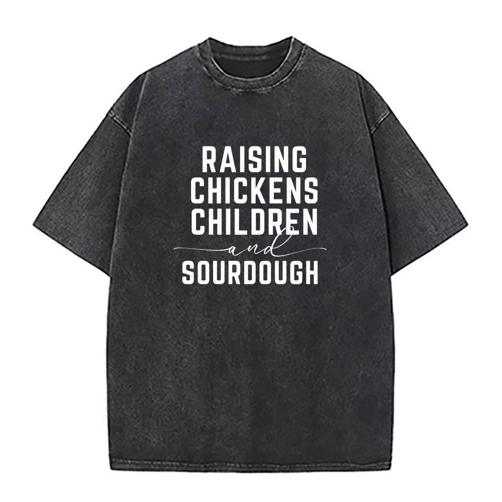 raising chickens children Sourdough Unisex Tee
