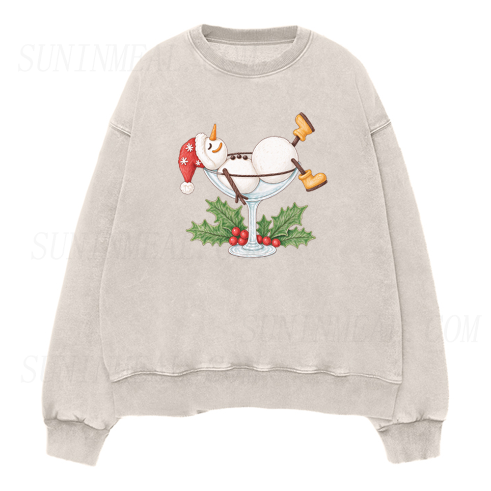 Christmas Snowman Martini Holiday Unisex Crewneck Sweatshirt