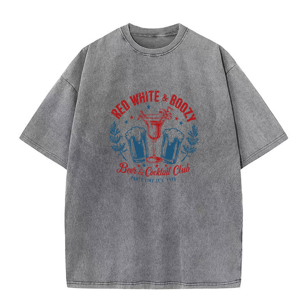 赤、白、酒のユニセックスTシャツ