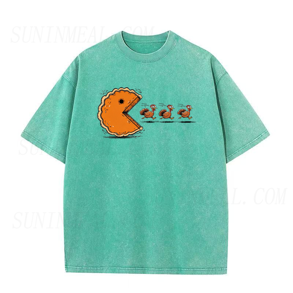Funny Pumpkin Pie Chasing Turkeys Unisex Tee