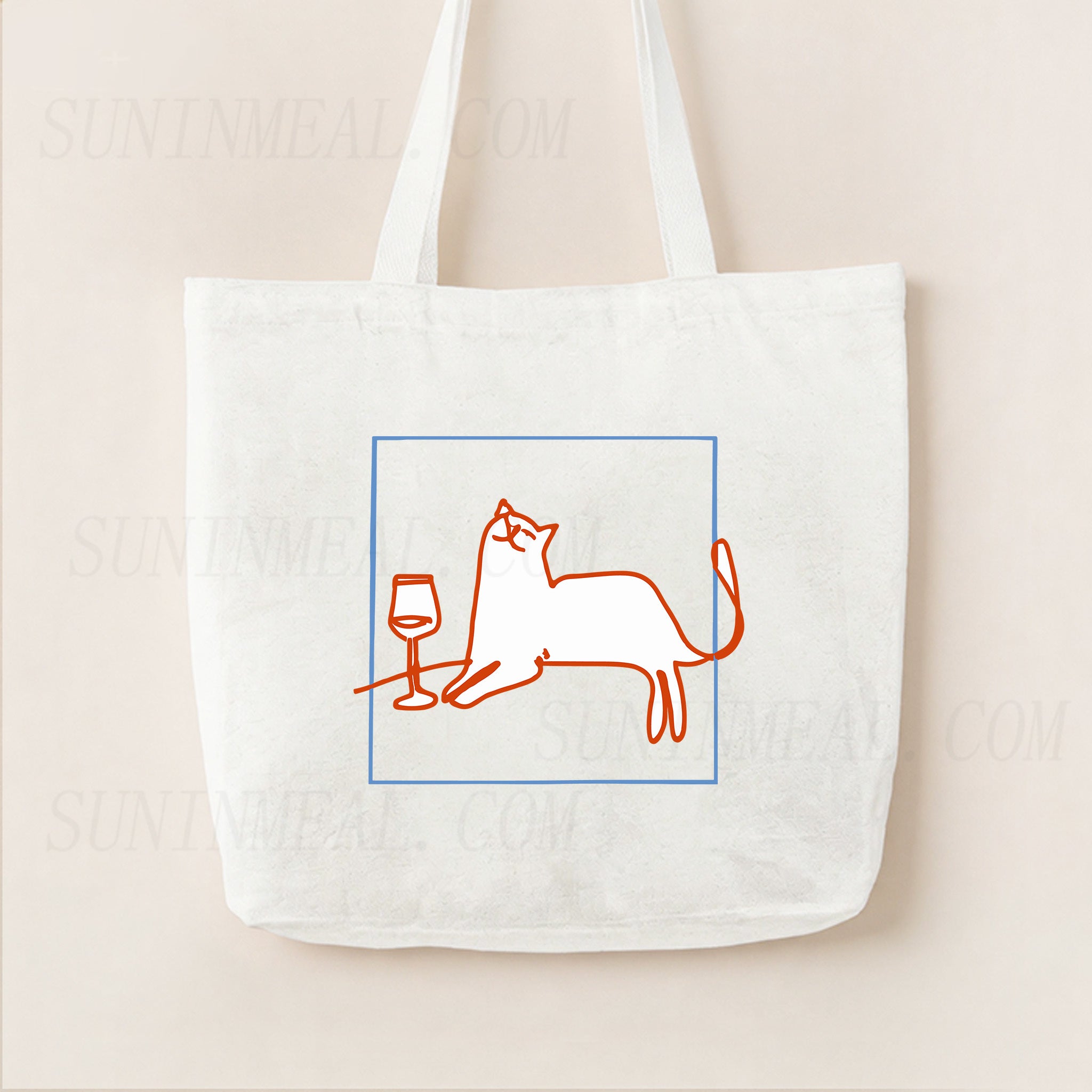 Orange Cat with Wine Canvas Tote Bag