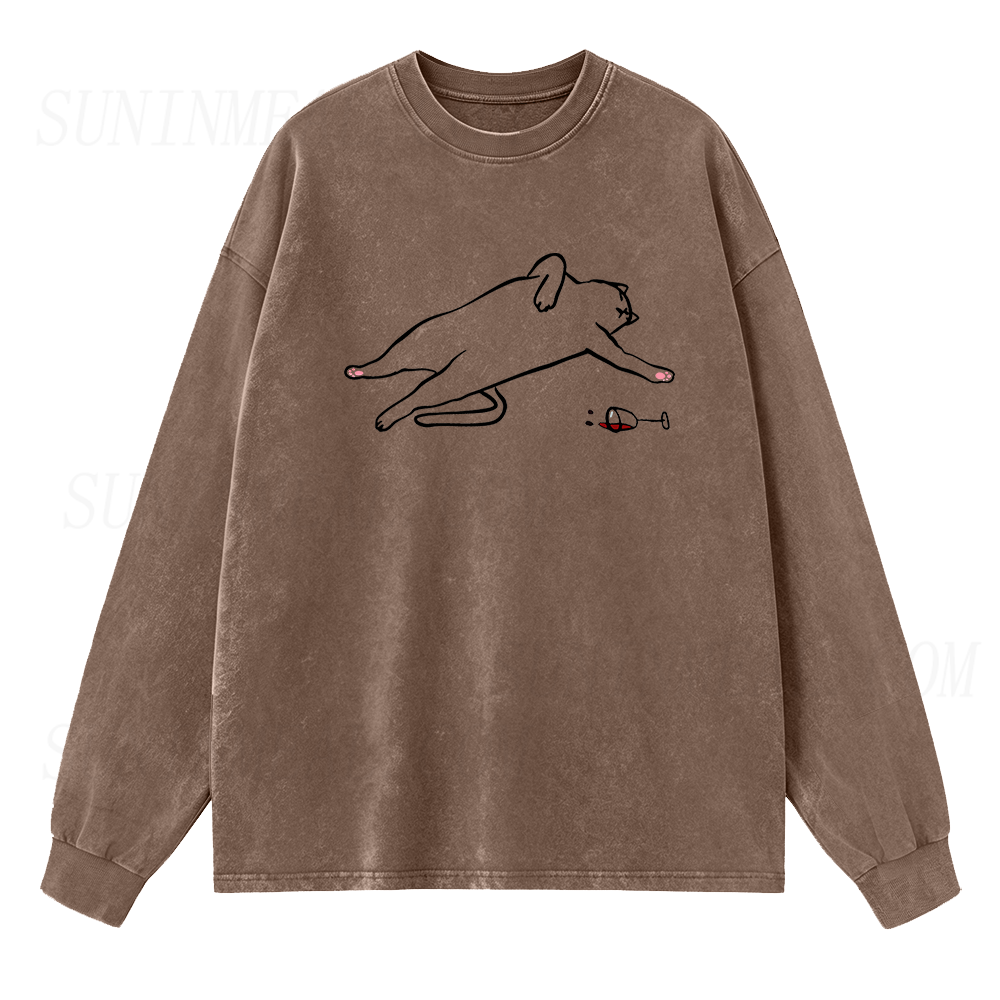Drunk Cat Long Sleeve Unisex Tee