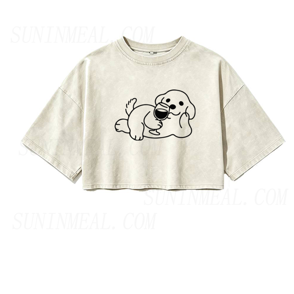 Wine Dog Oversized Crop Tee