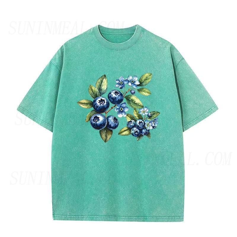 Watercolor Blueberry Branch Floral Unisex Tee