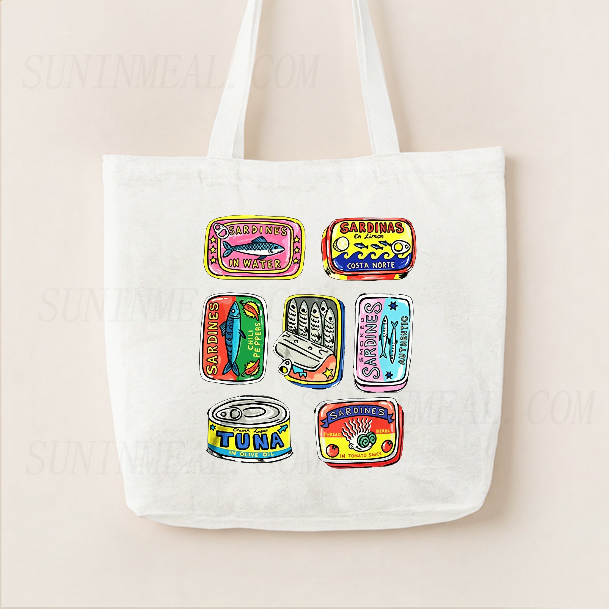 Vintage Sardine Cans Canvas Tote Bag