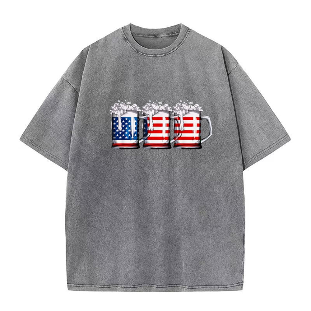 Beer American Flag 4th of July Unisex Tee