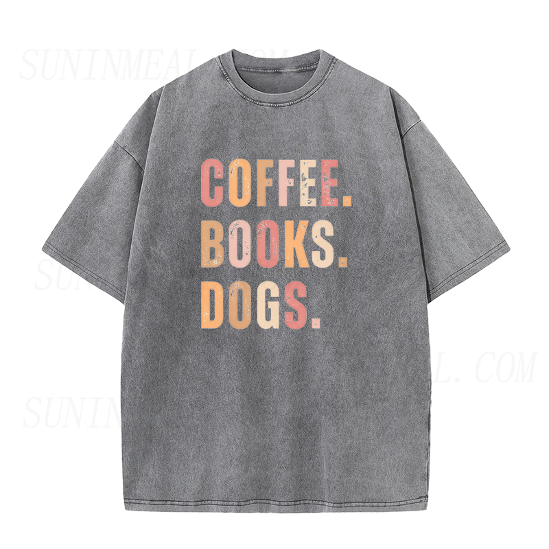 Coffee Books Dogs Unisex Tee