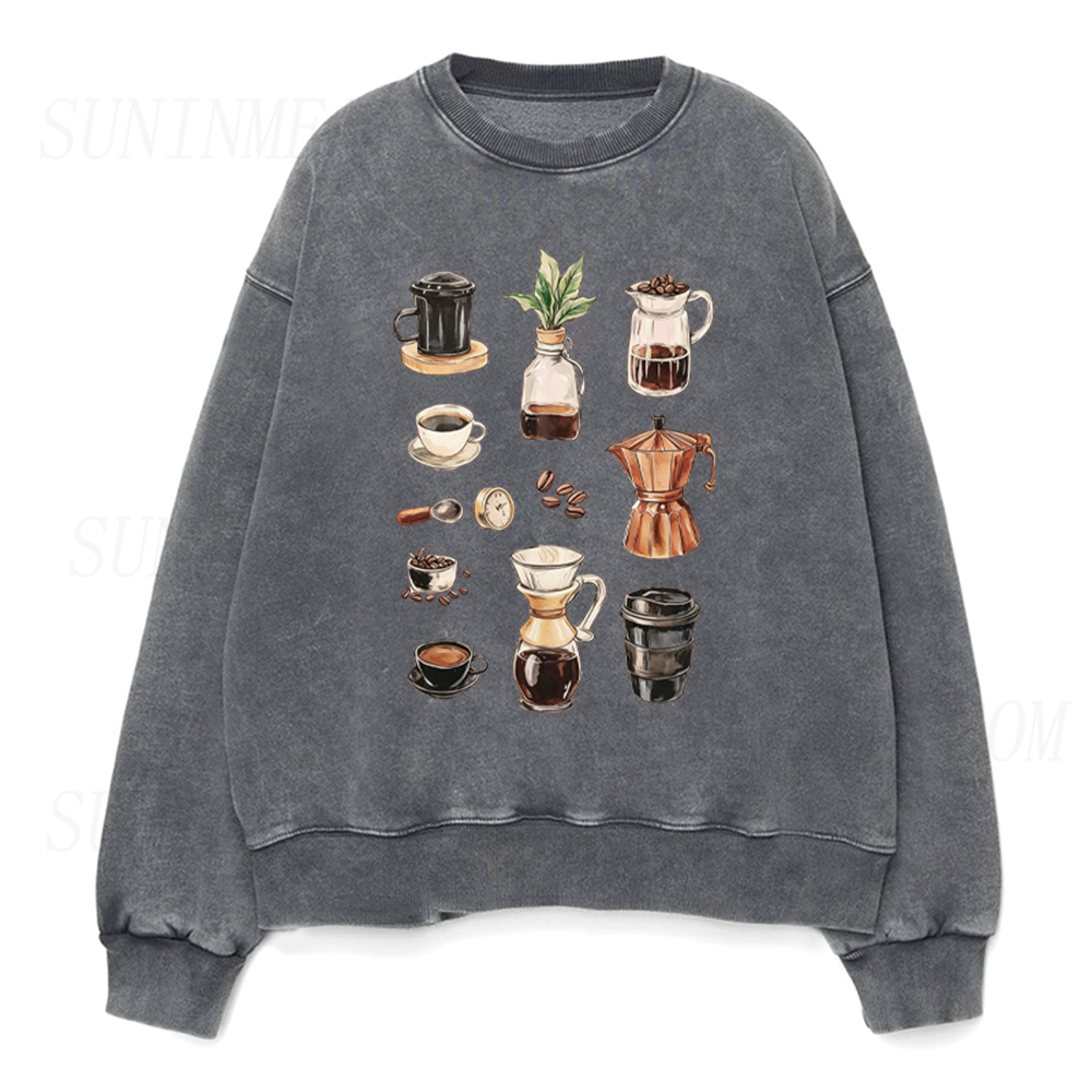 Coffee Lover Vintage Coffee Tools Graphic Unisex Crewneck Sweatshirt