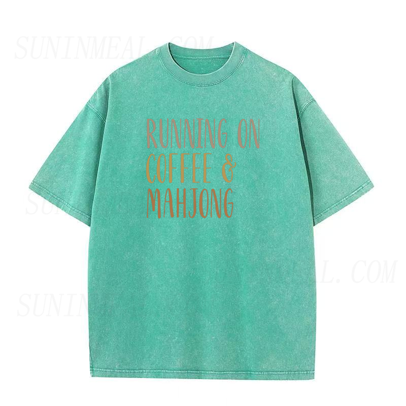 Running on Coffee& Mahjong Unisex Tee