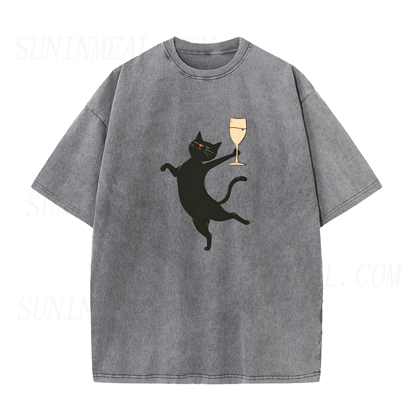 Black Cat Wine Unisex Tee