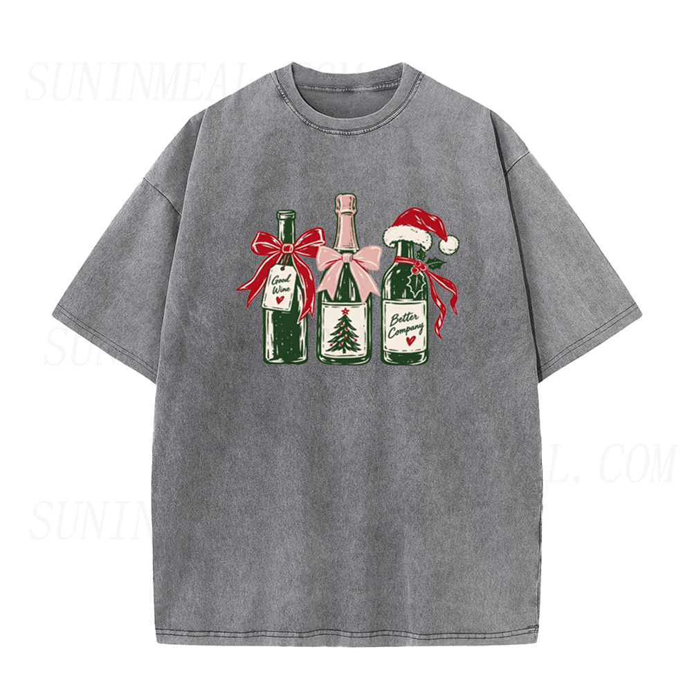 Christmas Wine Bottles Unisex Tee