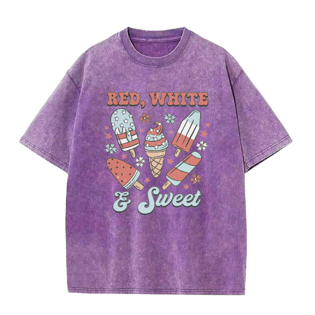赤と白のスウィートなユニセックスTシャツ