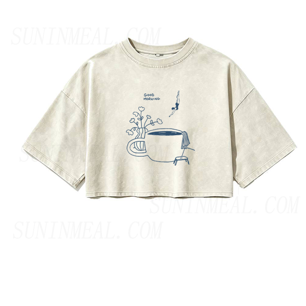 Coffee Diver Oversized Crop Tee