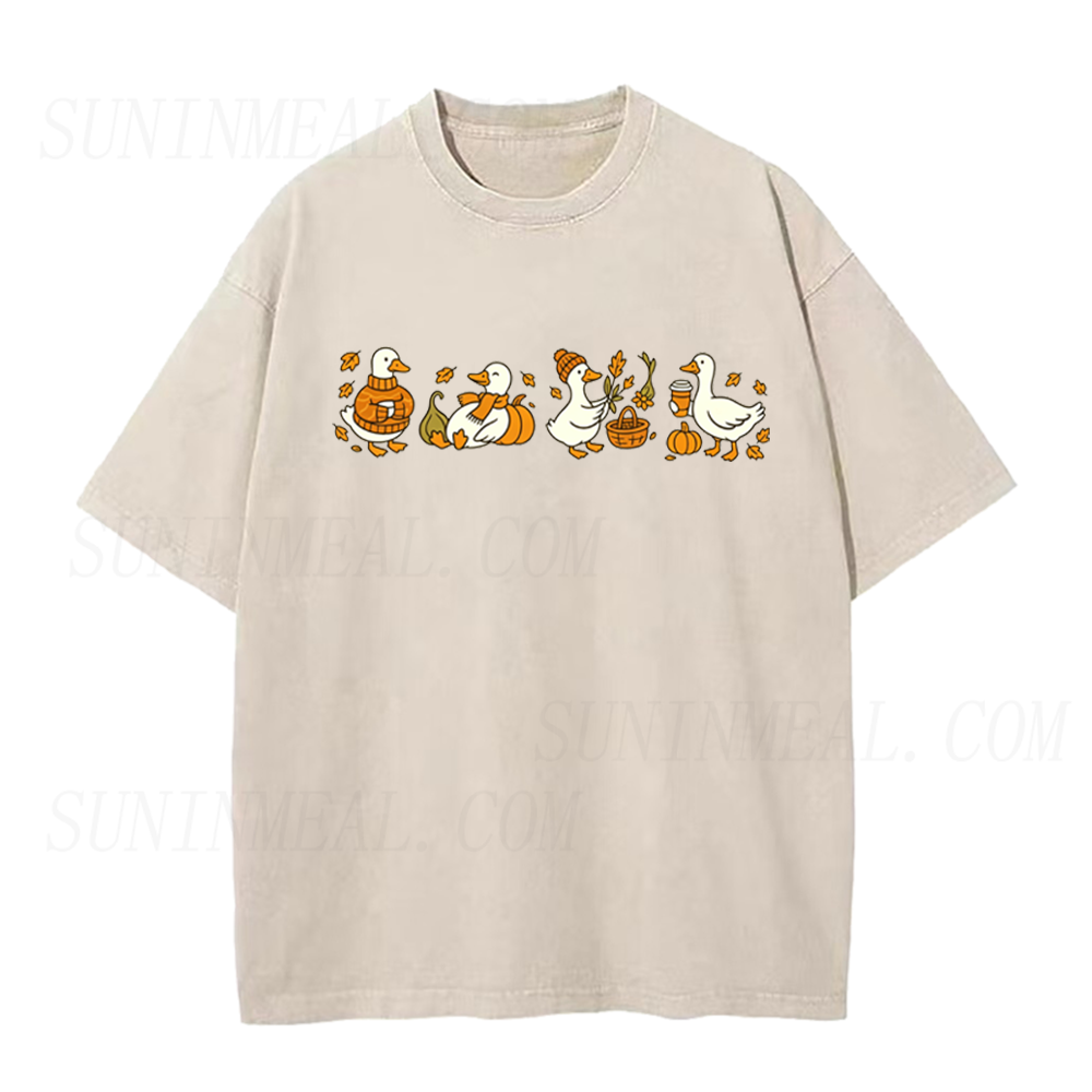 Fall Cute Goose Pumpkin Unisex Tee