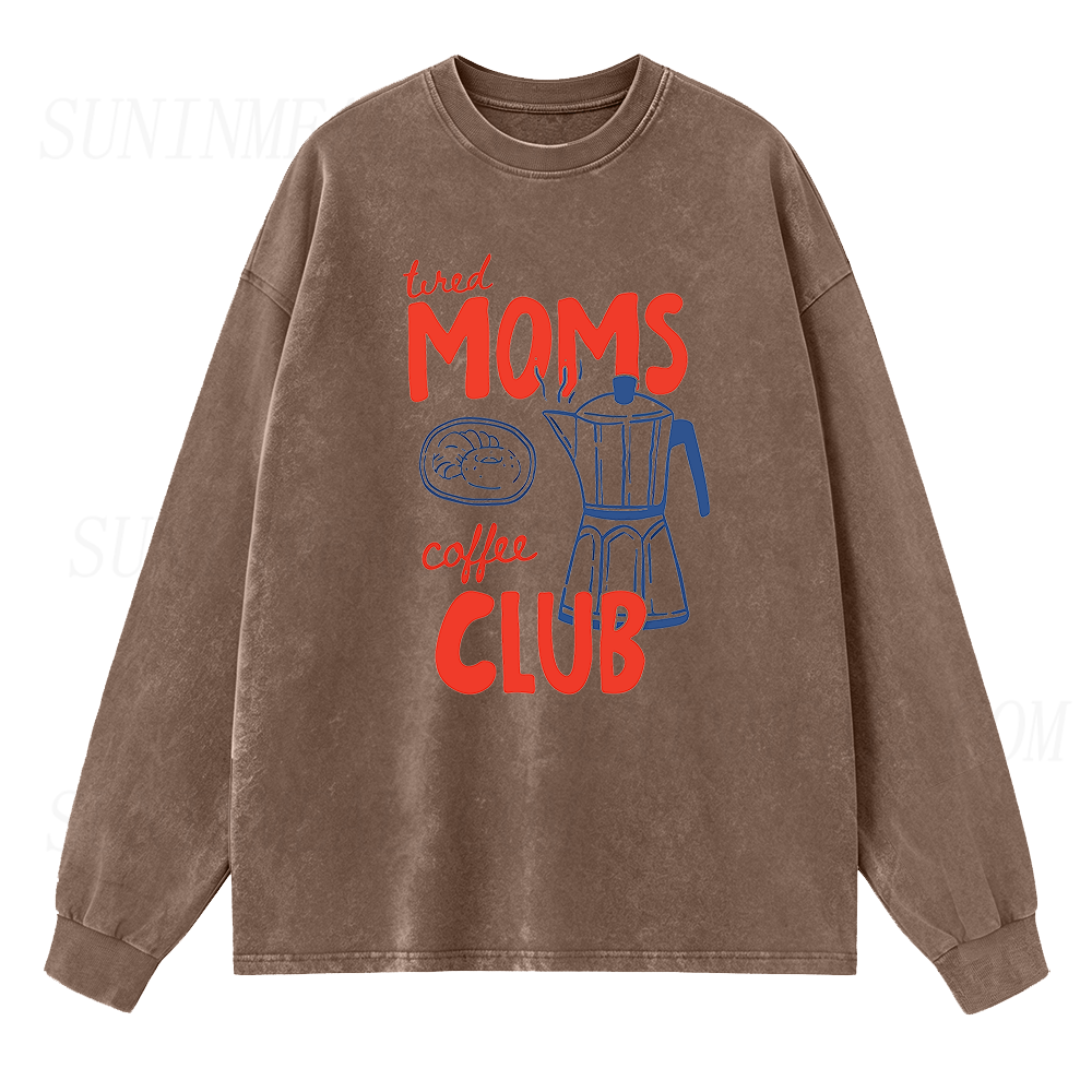 Tired Moms Coffee Club Long Sleeve Unisex Tee