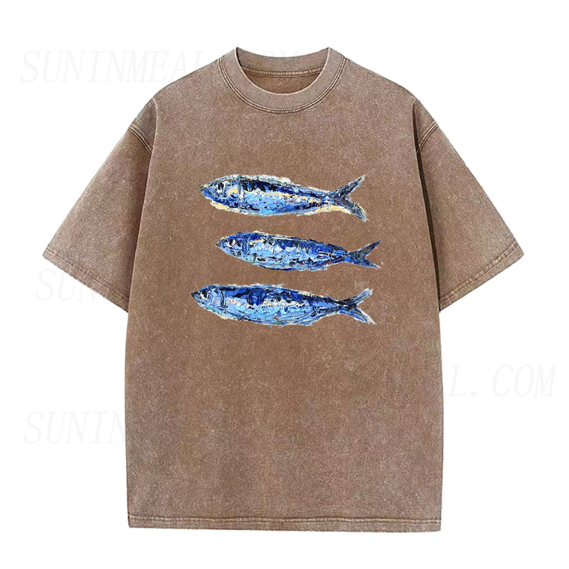 Oil Painting Style Sardines Unisex Tee
