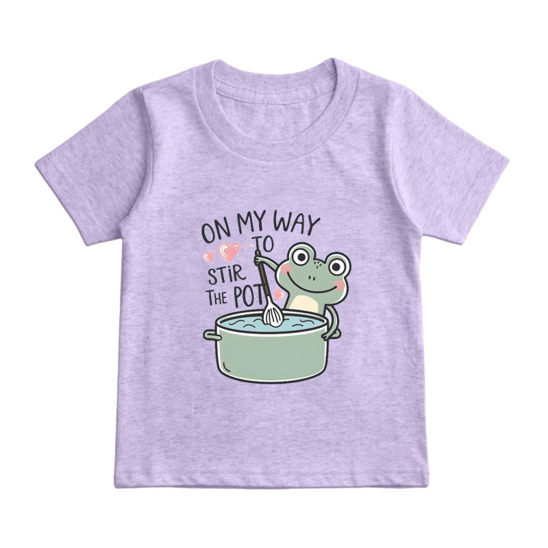 Funny Frog Stirring Pot Kids T-Shirt