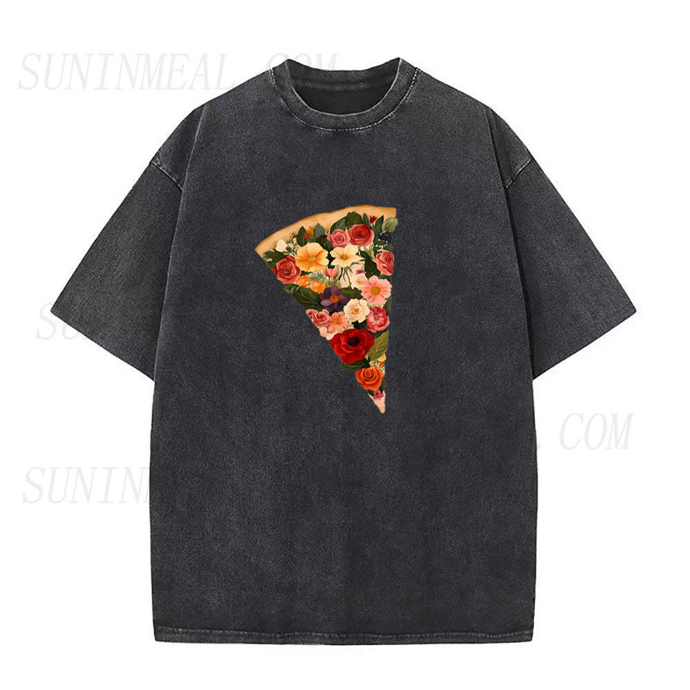 Flowers Pizza Funny Graphic Tee - Pizza Lover Gift Shirt | SUN IN MEAL