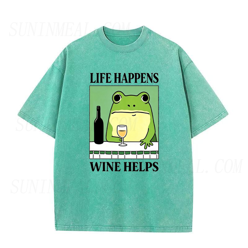 Life Happens Wine Helps Frog Unisex Tee