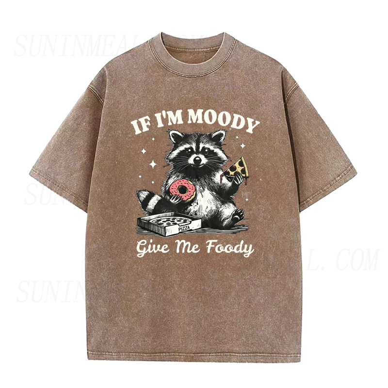 Retro Raccoon If I'm Moody Give Me Foody Tee