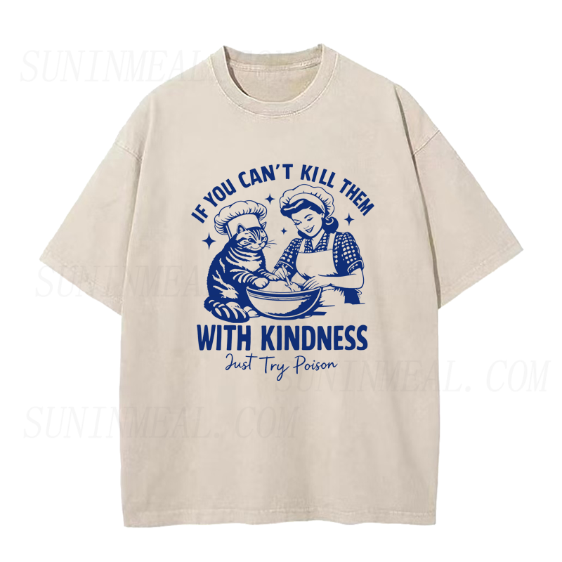 Retro Sarcastic Chef & Cat Graphic Unisex Tee